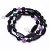 Natural Black Onyx Amethyst Aventurine Smooth Beads Necklace 6-18 Mm 18" UB-8589