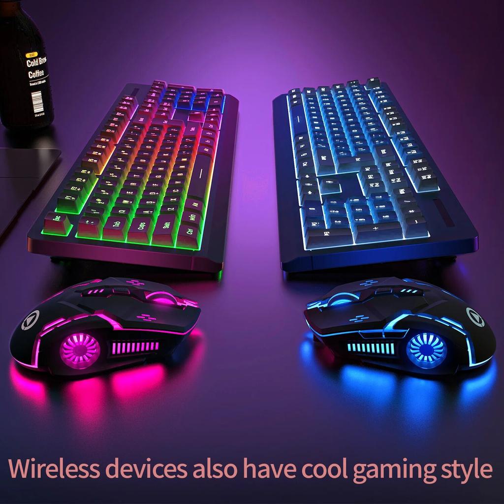 Wireless Keyboard Mouse Kit Rechargeable 2.4G 104 Keys Glow Backlight Gaming Keyboard and Mice Combos For Office Design Game