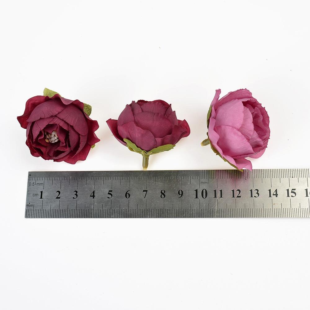 10/20PCs Rose Artificial Flowers 4cm Silk Fake Flower for Home Decor Wedding Party Decoration Wreath DIY Handicraft Accessories