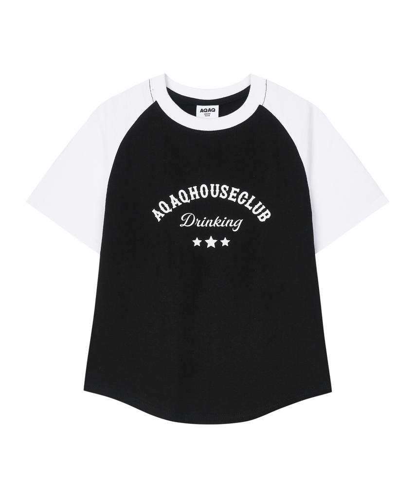 Eikyueikyuhauseukeulleob Цветная футболка с рукавом реглан House Raglan T-Shirt [Черный]