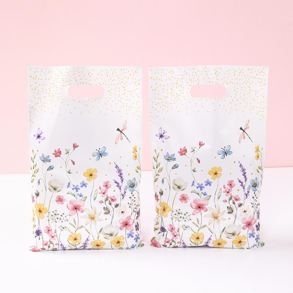 10pcs Wildflower Themed Handbag Candy Bags Spring Birthday Party Gift Packing Bag Birthday Baby Shower Girl Party Supplies