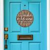 Wood 1pc, 2D Wooden Brown Welcome Sign 7.9Inch/20cm Round Hanging Sign Wall or Door Decor Wall Art, Outdoor Courtyard Decor Party for Door, Wall, Home