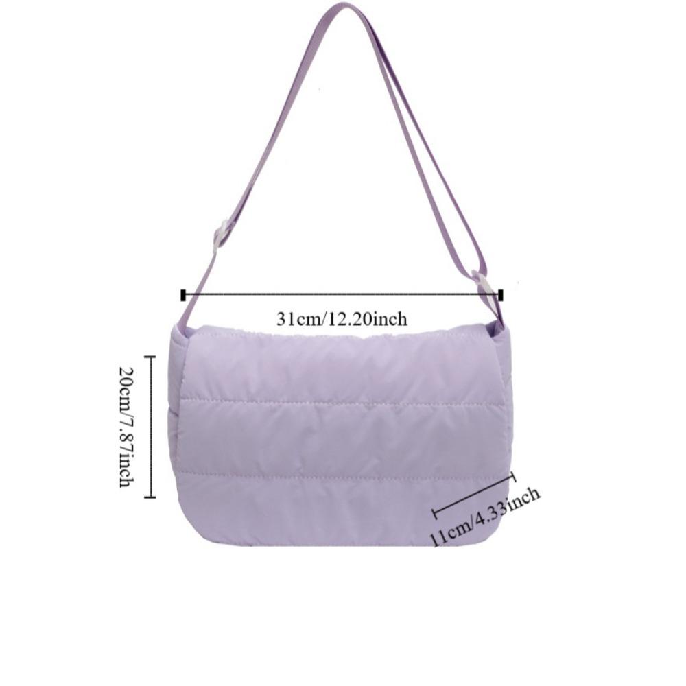Korean Style Nylon Padded Shoulder Bag Square Cotton Padded Crossbody Bag Daily
