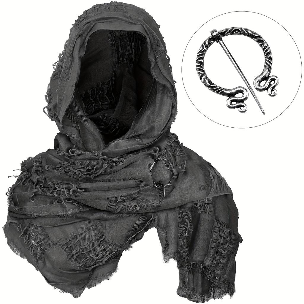 1 шт. Плащ средневекового рыцаря Костюм на Хэллоуин Полиэстер Ренессансный плащ с капюшоном LARP Косплей Фото реквизит Шарф Шарф