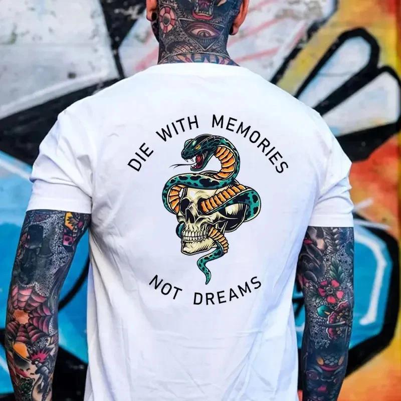 DIE WITH MEMORIES Snake Letter Graphic White Print T-shirt