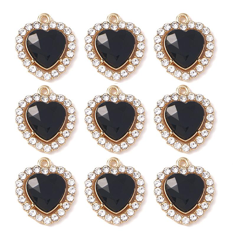 Сплав, инкрустированный бриллиантами, с подвеской в виде висячего сердца, красочные прозрачные аксессуары для ожерелья и браслета, кулон в виде персикового сердца, символ любви.