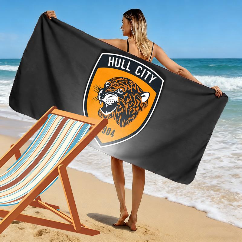 Полотенце для пляжа с принтом Hull City A.F.C, Большое Мягкое Быстросохнущее Полотенце для Пляжа Кемпинга Плавания