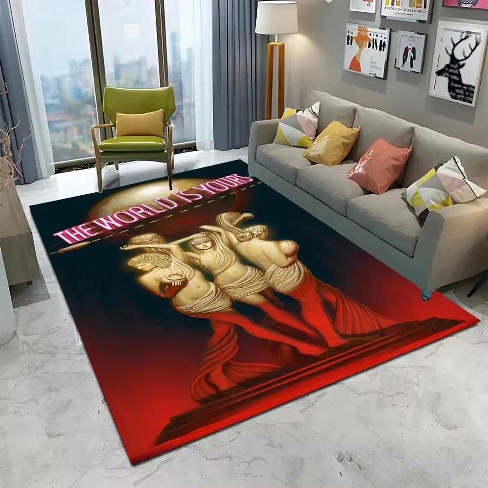 VIKAMA Scarface 3D Visual Rug Tony Classic Movie Carpet Non Slip Floor Mat Living Room Bedroom Sofa Decor Kids Playroom