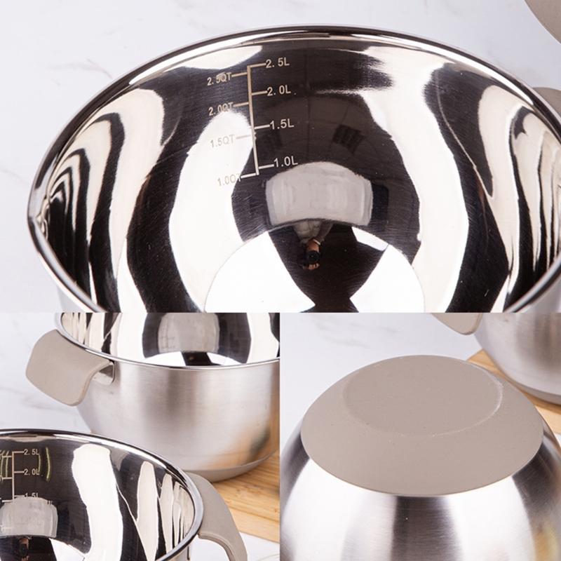 Миска для смешивания с нескользящей ручкой, нержавеющая миска для приготовления пищи, выпечки и приготовления еды, кухонные аксессуары