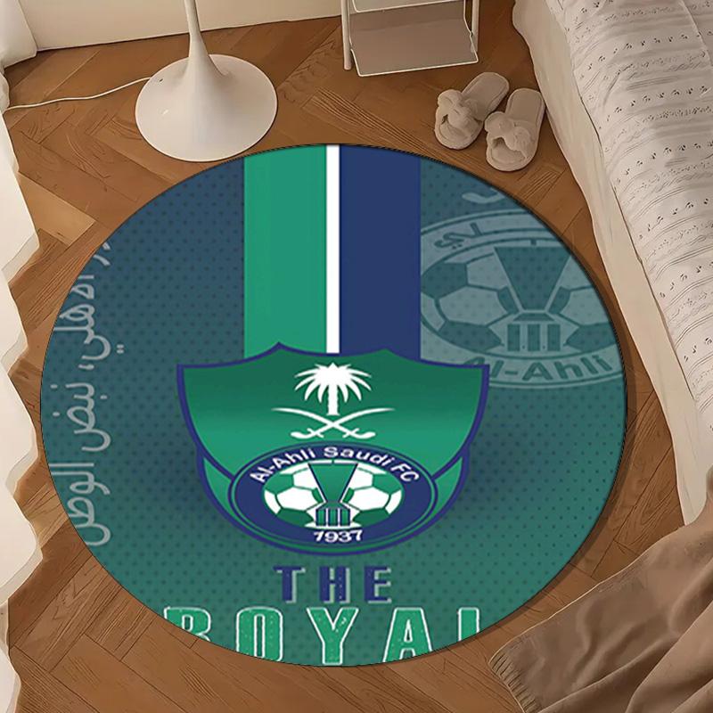 Al-Ahli Saudi Round mat, Anti-slip Circle Carpet Chair rug For livingroom,Bedroom, doormat home decor Gift Christmas Gifts