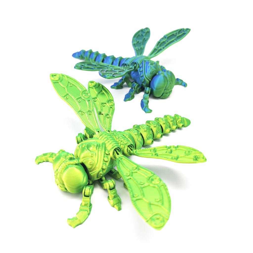 Articulated Dragonfly Figure with Movable Wings - Transformable and Realistic 3D Printed Toy Ornament Gift