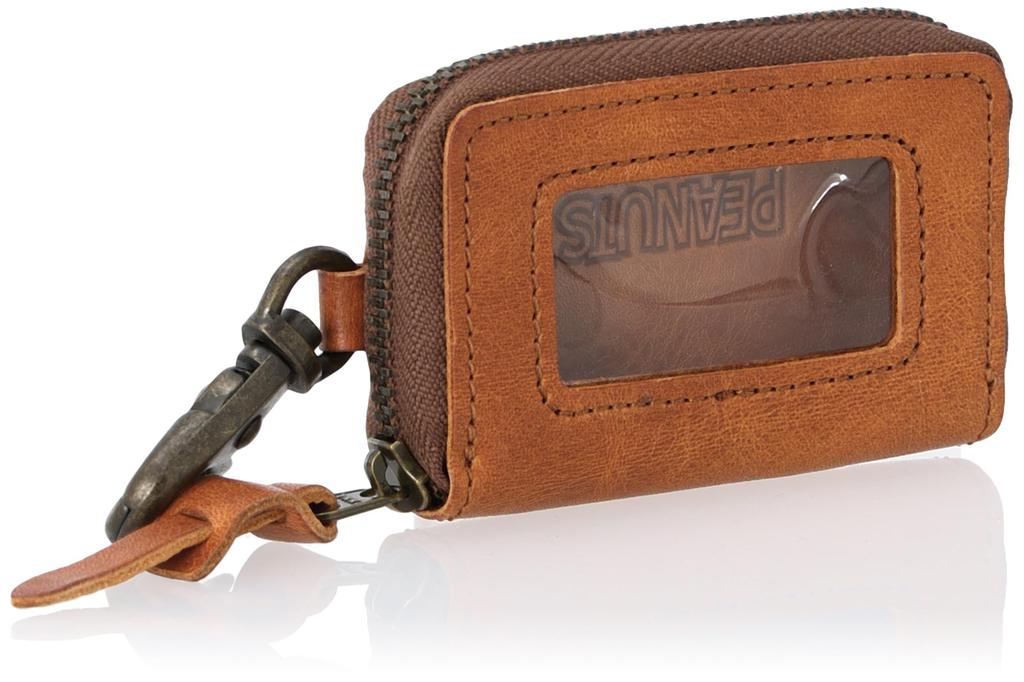 Peanuts Japan Japanese Pattern Key Case Sense Fan Smart Key Compatible Genuine Leather Cowhide Leather Window Zipper Snoopy Camel [Nadaya] Men's