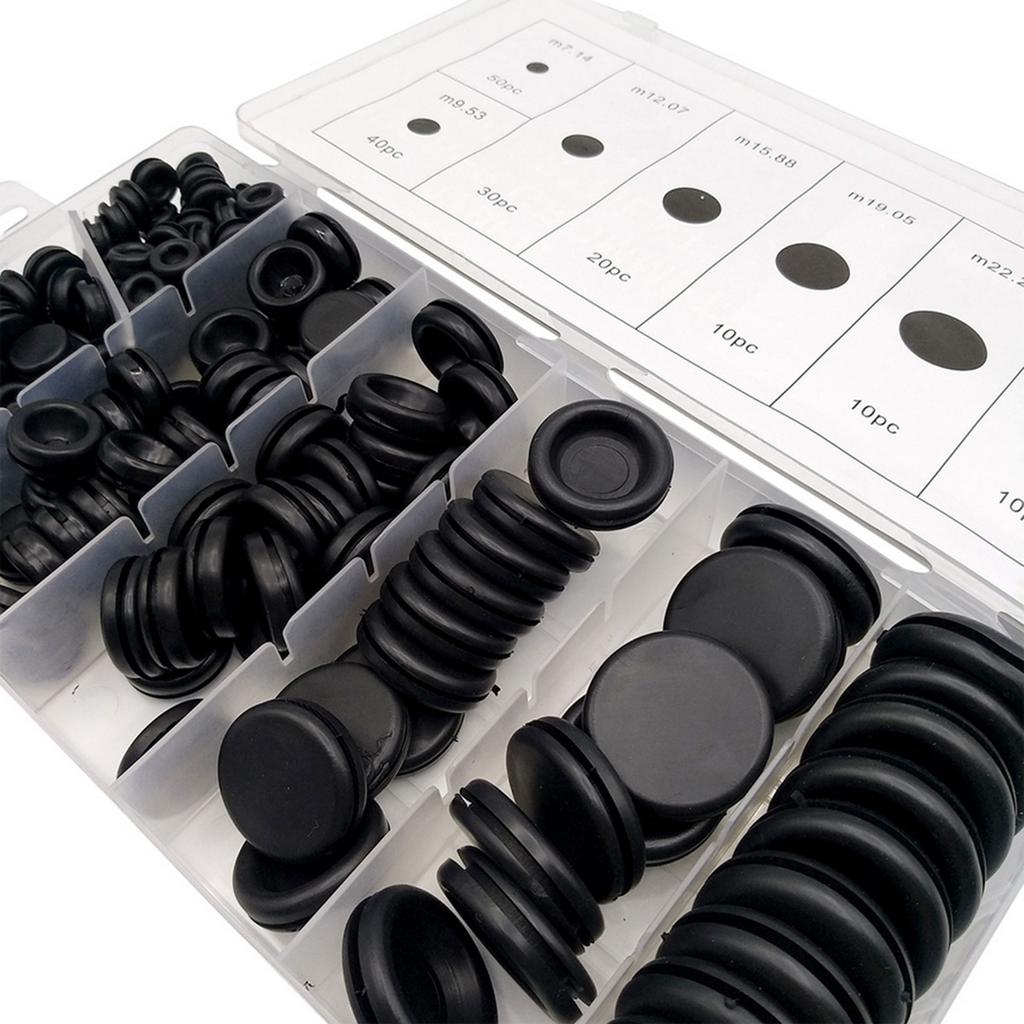 170Pcs Rubber Grommets Assortment Firewall Hole Plug Electrical Wire Gasket Set