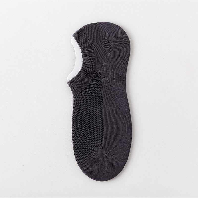 Носки мужские сетчатые летние однотонные короткие носки хлопковые не сползают с пятки силиконовые тонкие секционные антибактериальные против запаха невидимые носки-лодочки