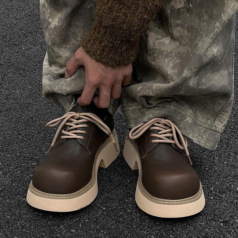 2024 новые осенне-зимние туфли дерби с большой головкой для мужчин и женщин, высококачественные кожаные туфли с изогнутой головкой и толстой подошвой, подчеркивающие достоинства обуви в британском стиле