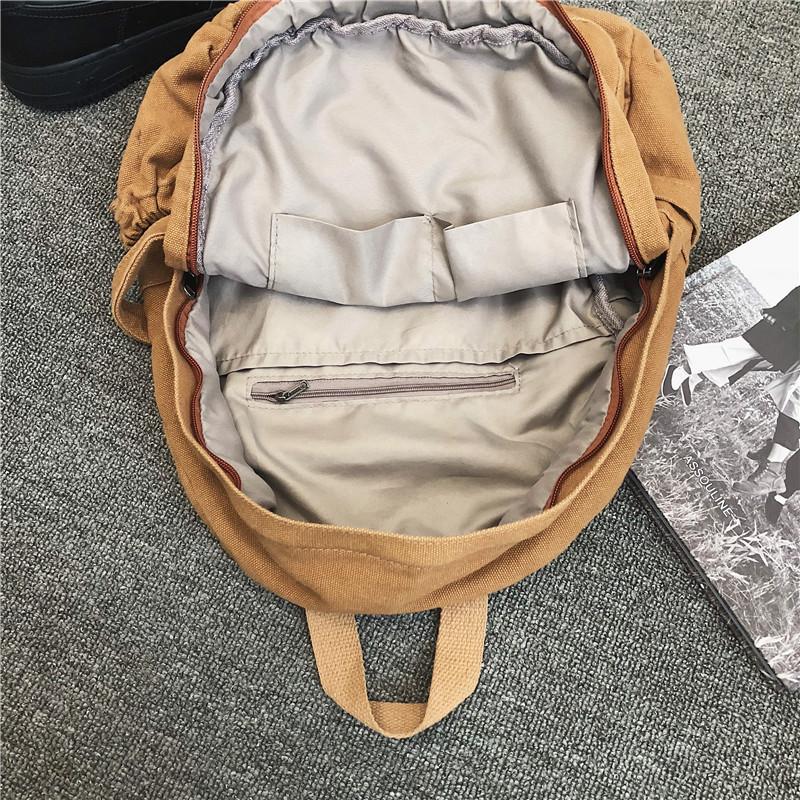 School Bag Female Ins Hong Kong Style Mori Retro Old College Student Backpack Female European and American Fashion Washed Canvas Backpack