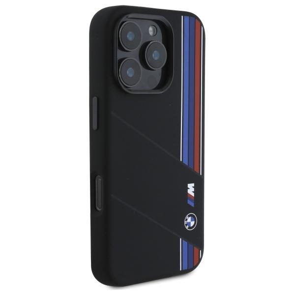 BMW Bmhmp16L23Scuk Iphone 16 Pro 6.3    Black/Czarny Hardcase Silicone Cut Tricolor Lines Magsafe