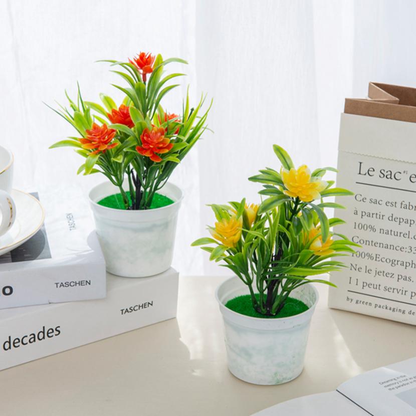 Искусственные цветы Бонсай Ваза для украшения дома Миниатюрные горшечные Фестиваль Свадьба Декоративные цветочные горшки Ванная Комната Подоконник Растения