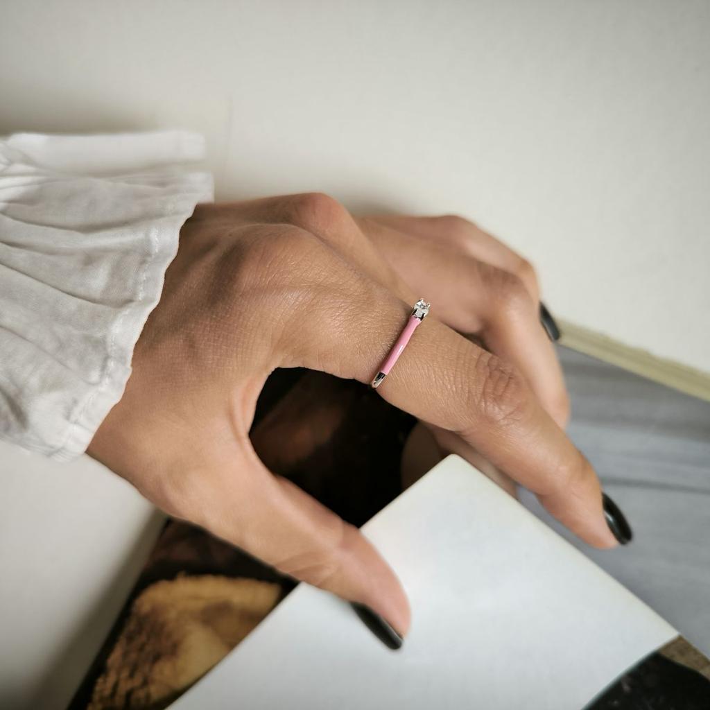 Silver Ring with Cubic Zirconia, Enamel, Product Weight 1.06 G (60002235)