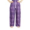 Hippie Chic, Lounge Pants, Flower Print, One Size with Drawstring, Unisex Model. Purple.
