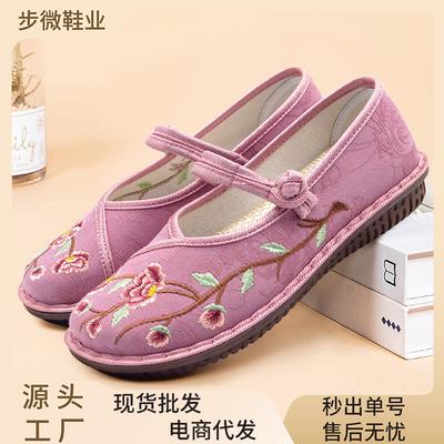 Туфли женские ****** новые старые ******* тканевые туфли этнический стиль ханьфу вышитые туфли легкие подошва дерьмо обувь для мам среднего и пожилого возраста