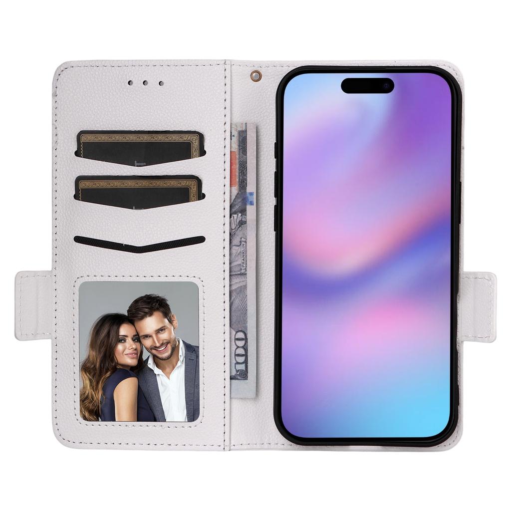 For iPhone Air Case with Wrist Strap Litchi Texture PU Leather Wallet Phone Cover