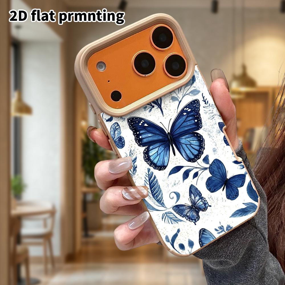 Phone Case: Lambskin 2D Flat Samsung Galaxy A34 A35 M05 M06 S20 S22 S21 FE Plus 5G Protective Case, Blue and White Butterfly, Christmas and Halloween 