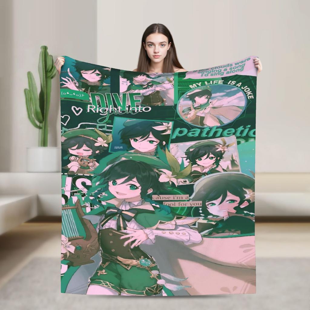 Genshin Impact Diluc Game  Warm Soft Blanket  Camping Plush Throw Blanket Graphic Bedroom Flannel Bedspread Sofa Bed Cover