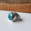 Blue Copper Turquoise Stackable Ring, Handmade Jewelry, 925 Sterling Silver Boho Ring, Anniversary Ring, Gift For Him