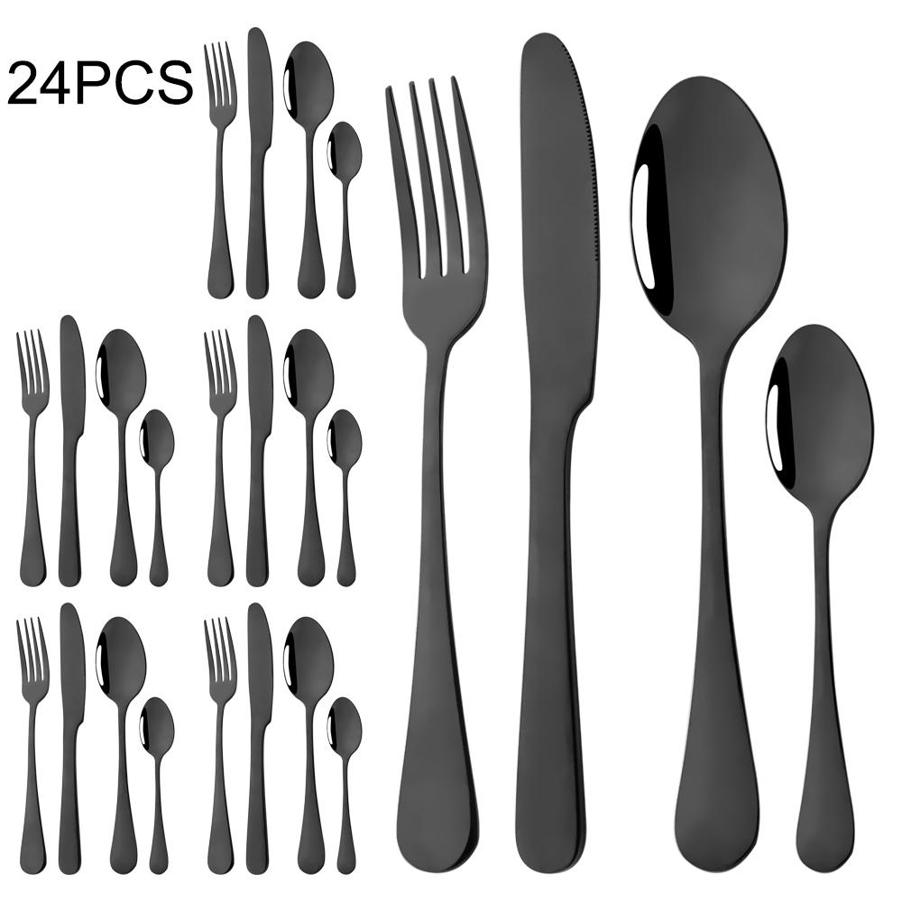24 шт. красочный набор столовой посуды, нож, вилка, кофейная ложка, набор столовых приборов, посуда из нержавеющей стали, столовые приборы в западном стиле, кухонное серебро