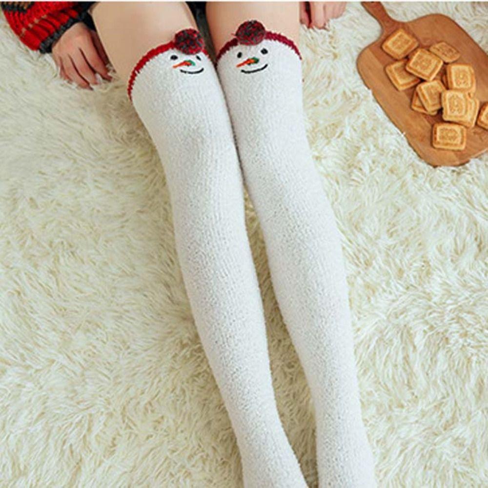 Santa Claus Christmas Stockings Elk Long Tube Socks Fashion Design Cartoon Hosiery  Women