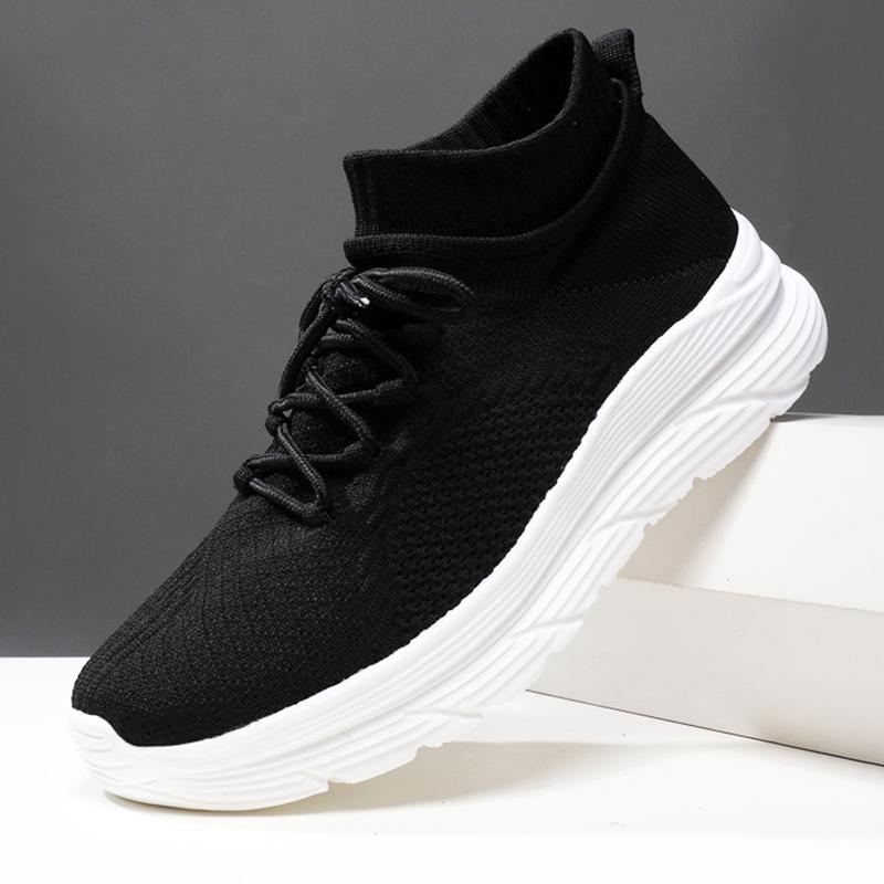 High-quality Platform Shoes for Men Sneakers Korean Lightweight Man Shoes Trendy Black Breathable Mesh Men's Socks Shoes