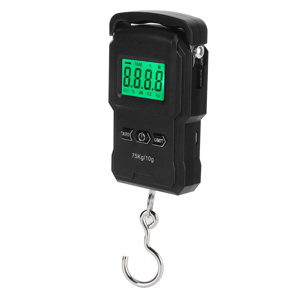 Портативные цифровые весы, цифровой дисплей, подвесной крючок, электронные весы с измерительной лентой, 75 кг