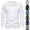 Men's Long Sleeve Henley Shirt Heavyweight Vintage Tough Men's Slim Round Neck Long Sleeve T-Shirt Mens