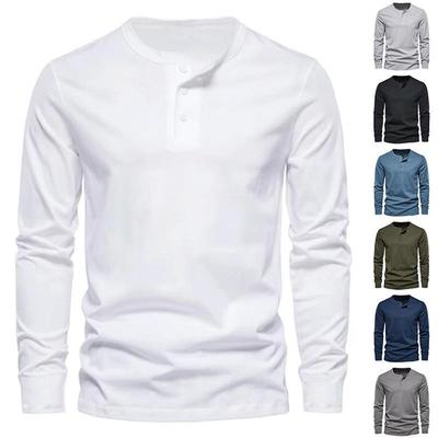 Мужская рубашка с длинным рукавом Henley Heavyweight Vintage Tough Мужская облегающая футболка с круглым вырезом и длинным рукавом Mens