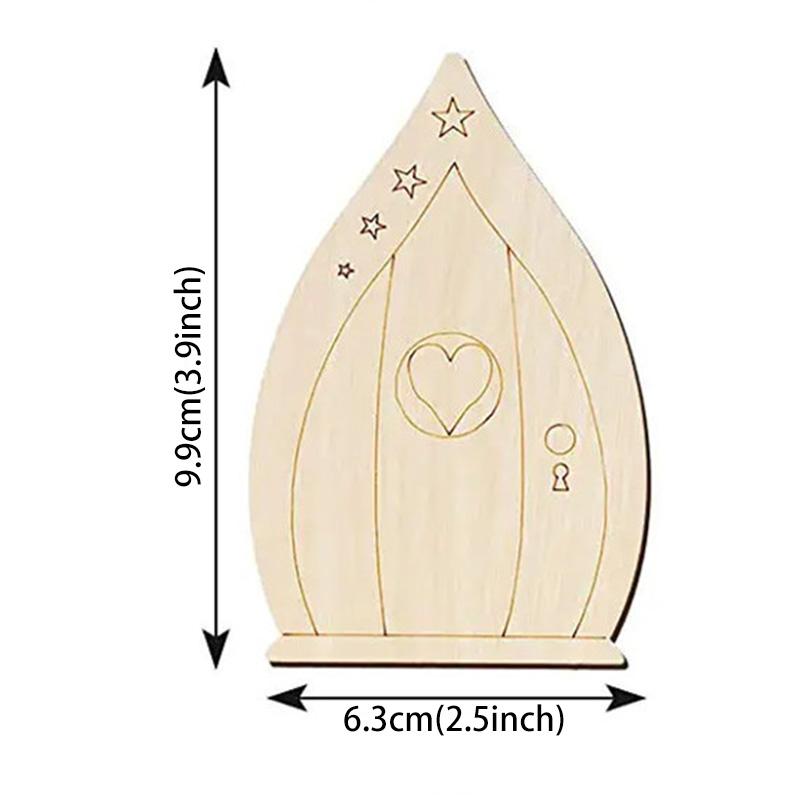 5 шт. Незаконченная деревянная дверь, домик эльфа-феи, мини-дверь, сделай сам, деревянные украшения, миниатюрные украшения, деревянные срезы, заготовки для дисков