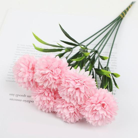 6 Pcs Artificial Hydrangea Flower Faux Chrysanthemum Ball Flower Fake Long Stem Hydrangea Bridal Bouquet for Home Office Wedding Decor