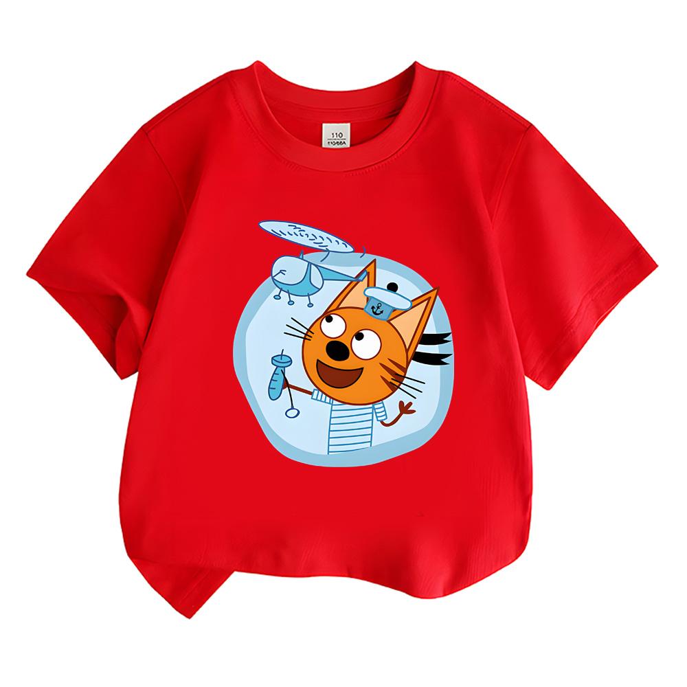 Детская футболка с мультяшным принтом Kid-e-cats Повседневная Кавайная Футболка для Мальчиков и Девочек Забавная Футболка с Графикой 100% Хлопок Удобная Футболка с Коротким Рукавом