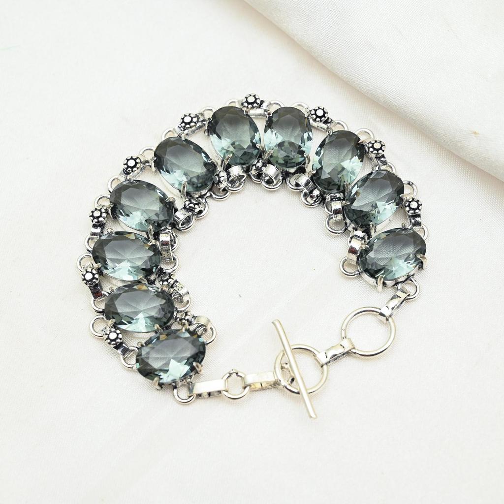 Браслет из александрита, ювелирные изделия из драгоценных камней ручной работы, браслет из стерлингового серебра 925 пробы, регулируемый браслет-цепочка, подарок для мамы, изящный браслет