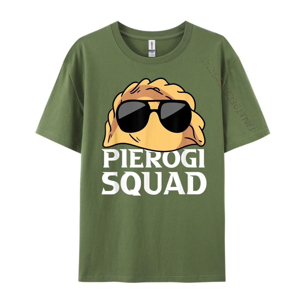 Pierogi Squad Polish Food Poland Clothing Printed TShirt Vegan Green And White Graphic T Shirt Mens TShirts Fathers Day