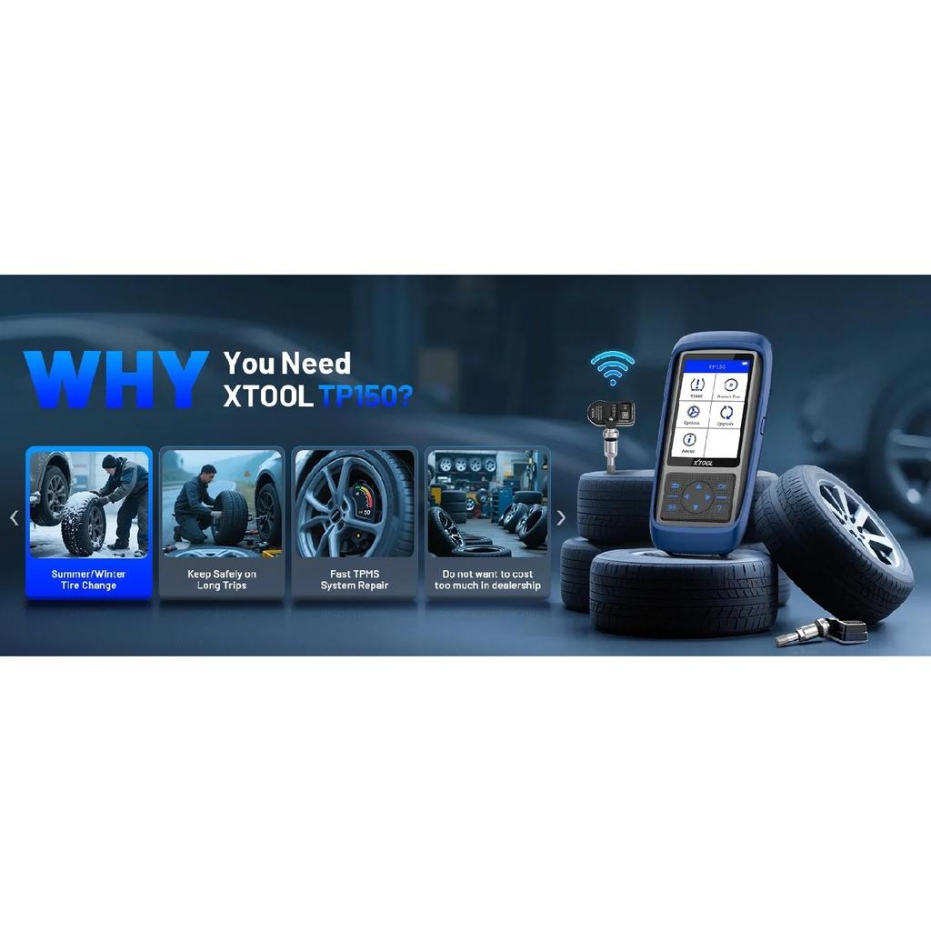 XTOOL TP150 WIFI Tire Pressure Monitor With 315&433 MHZ Sensor TS100 OBD2 TPMS Scanner Tool Tire Pressure Monitoring Programming