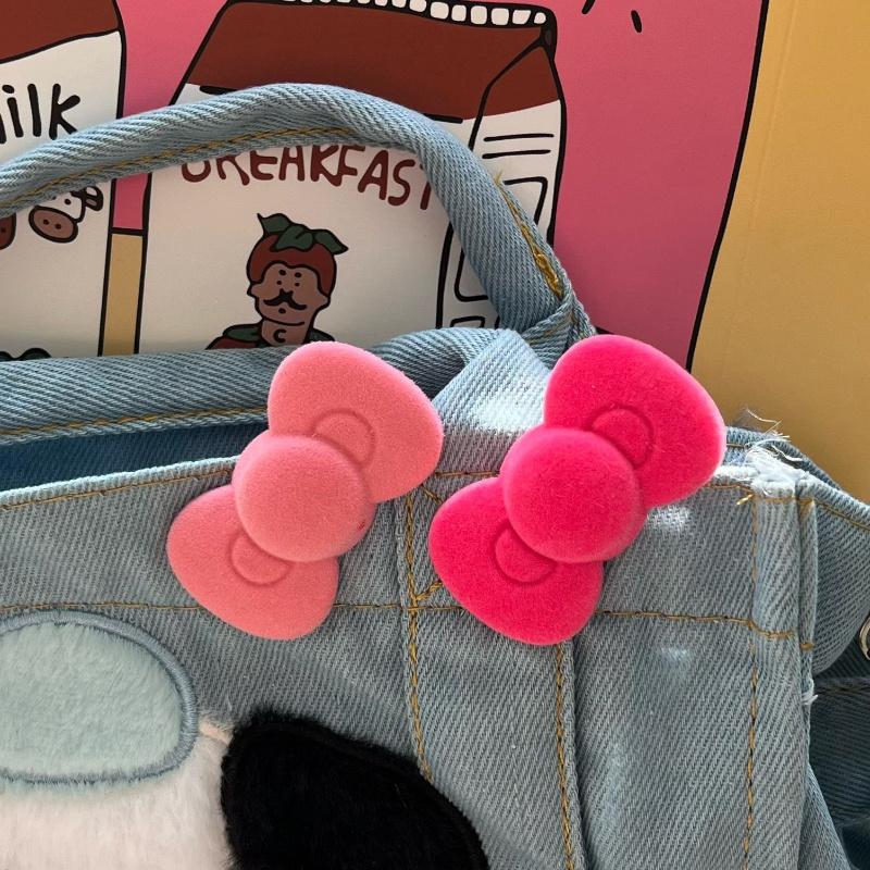 1 пара милых розовых заколок для волос с бантом и звездой, заколка-сердце с блестящим звездным дизайном, идеально подходит для модных женских аксессуаров, милая заколка для волос