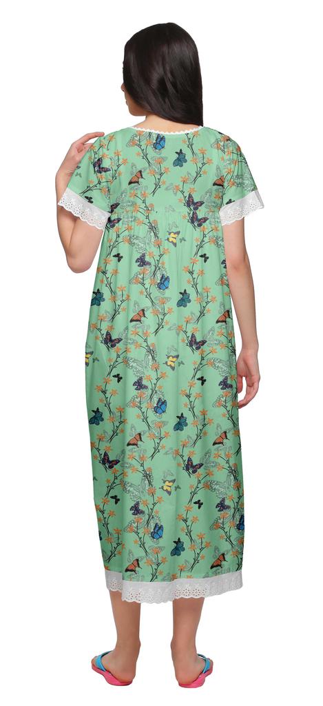 Moomaya Ночная рубашка макси с коротким рукавом и принтом, застегивающаяся на пуговицы, хлопковая пижама