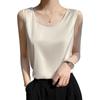 Satin Silk Vest Summer Women's Vest Pullover Short Top Sleeveless Vest Round Neck Solid Color Camisole