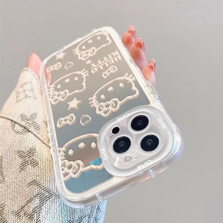 Зеркальный чехол Hello Kitty для iPhone 17, 16 Pro, 15 Pro Max, 14, 13