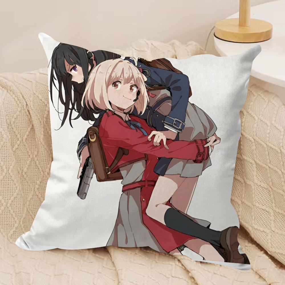Hikikomari Kyuuketsuki no Monmon Cushion Cover Soft Plush Fabric Double-Sided Printed Sofa Cushion Cover for All Seasons Decor