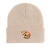 Curl Up Fox Winter Knitted Cap Beanie, Animal Man Cap Thermal Lightweight Stylish Gorro Knit Hat Beanie