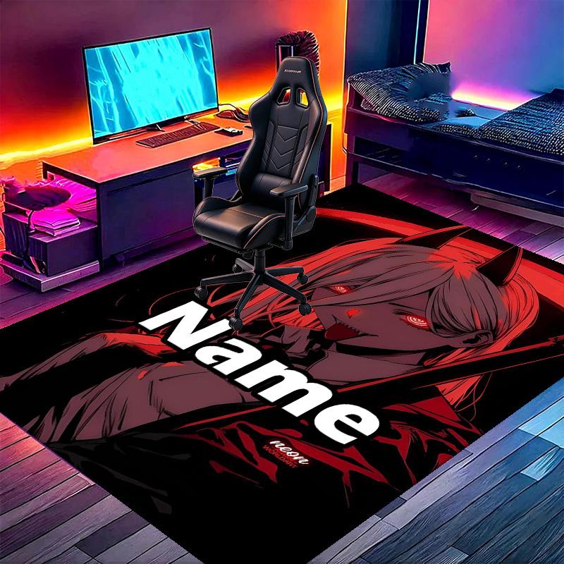 Custom Name Personalized Makima Chainsaw Man Print Carpet, Versatile Home Decor Rug, for Playroom, Apartment, Balcony, Entryway, Hallway Gift