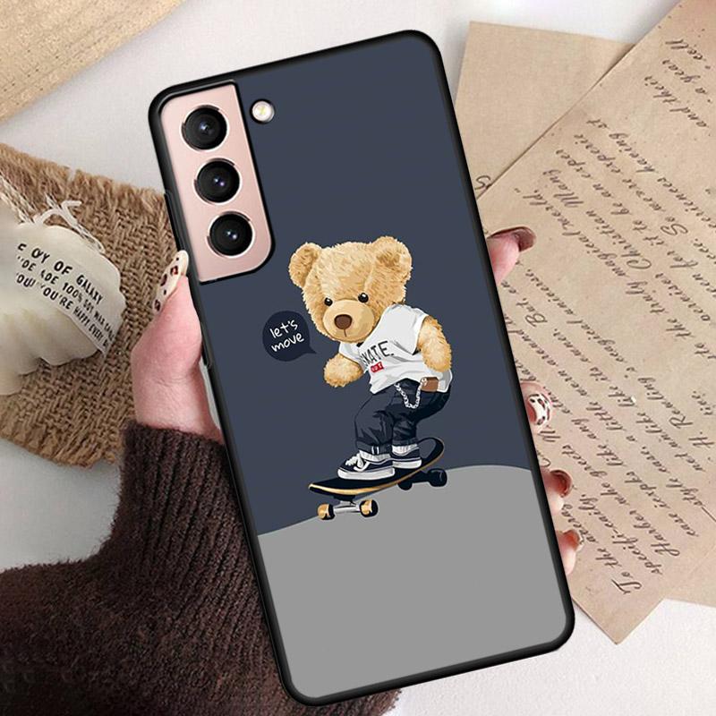 Phone Case for Samsung S26 S25 S24 S23 S22 Ultra S23 S22 S25 Plus S24 FE S26Edge Cartoon Teddy Bear Beer Phone Capa
