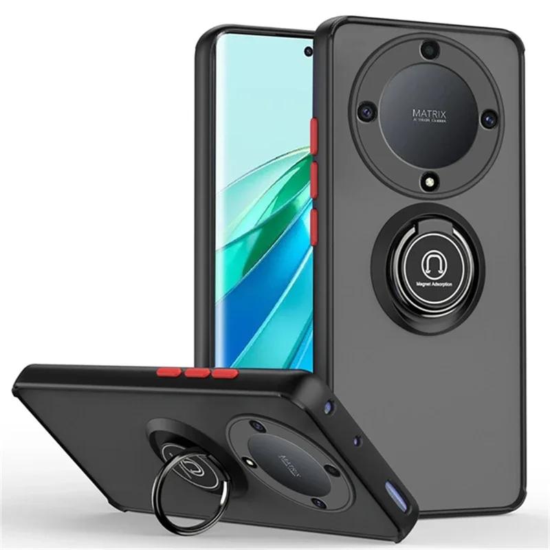 Чехол Armor Matte Case For Honor Magic6 5 Lite 5G Magic 6 5 Pro X9B X8B X7B X9A X8A Ring Magnetic Holder Stand Shockproof Coque Fundas
